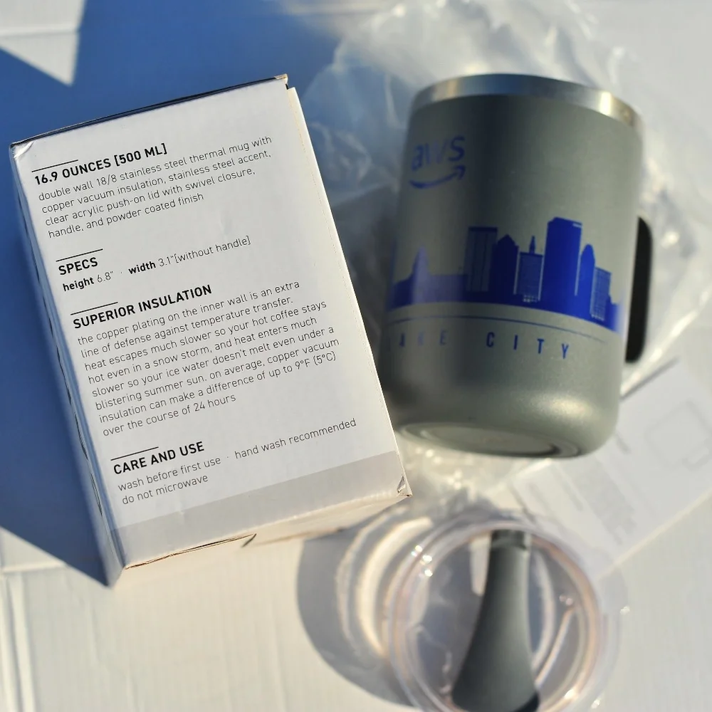 AWS Camper Camp Insulated Metallic Double walls Mug With Sealable Lid